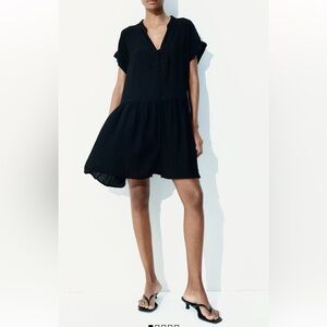 H&M • Black Crinkled Tunic Dress Small NWT